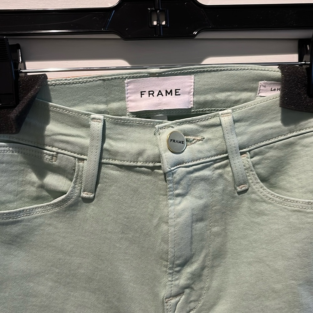 FRAME. mint green high waist skinny jeans. Size 24. Worn once